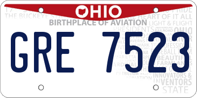 OH license plate GRE7523
