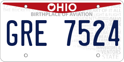 OH license plate GRE7524