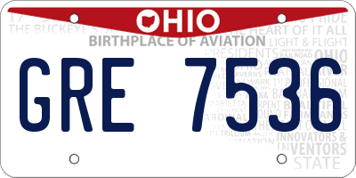 OH license plate GRE7536