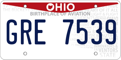 OH license plate GRE7539