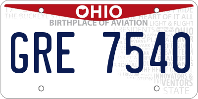 OH license plate GRE7540