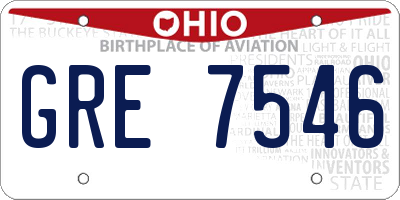OH license plate GRE7546