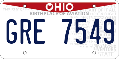OH license plate GRE7549
