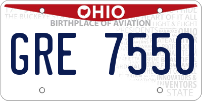 OH license plate GRE7550