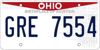 OH license plate GRE7554