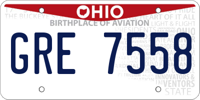 OH license plate GRE7558