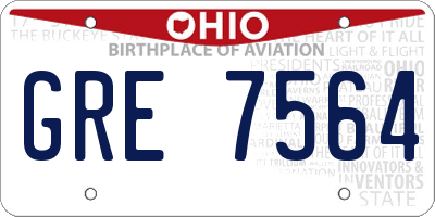 OH license plate GRE7564