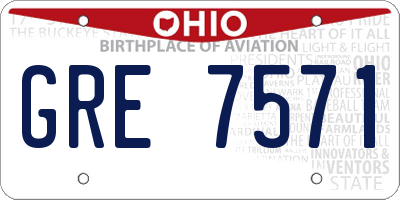OH license plate GRE7571