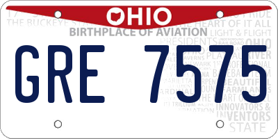 OH license plate GRE7575