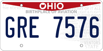 OH license plate GRE7576