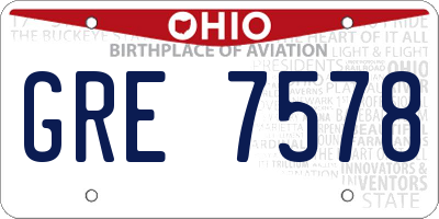 OH license plate GRE7578