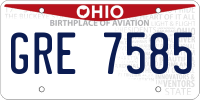 OH license plate GRE7585