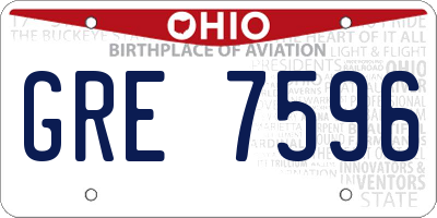 OH license plate GRE7596