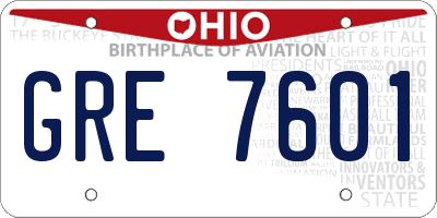 OH license plate GRE7601