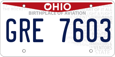 OH license plate GRE7603