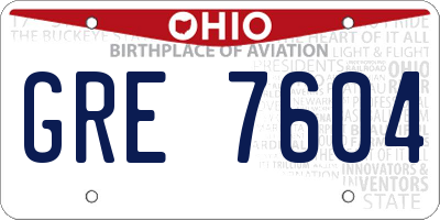 OH license plate GRE7604