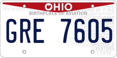 OH license plate GRE7605