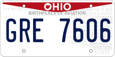 OH license plate GRE7606