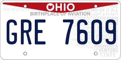 OH license plate GRE7609