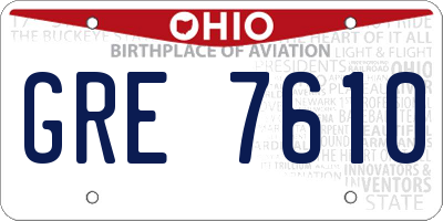 OH license plate GRE7610