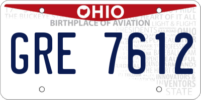 OH license plate GRE7612