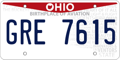 OH license plate GRE7615