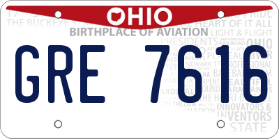 OH license plate GRE7616
