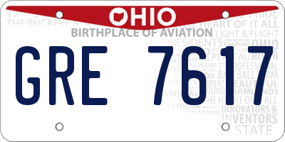 OH license plate GRE7617
