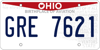 OH license plate GRE7621