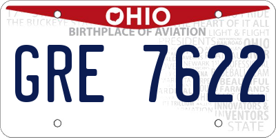 OH license plate GRE7622