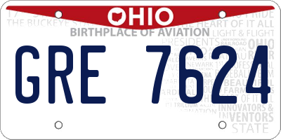 OH license plate GRE7624