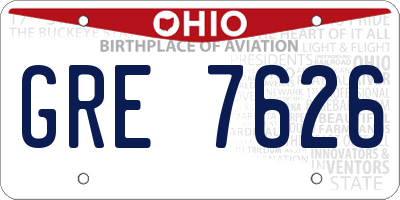 OH license plate GRE7626