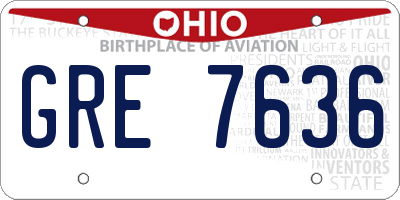 OH license plate GRE7636