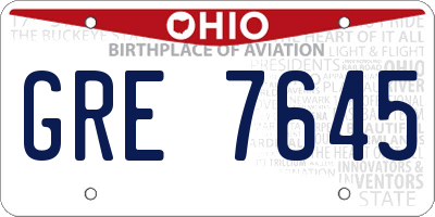 OH license plate GRE7645