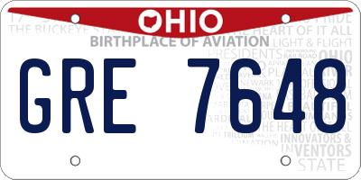 OH license plate GRE7648