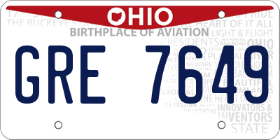 OH license plate GRE7649