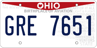 OH license plate GRE7651