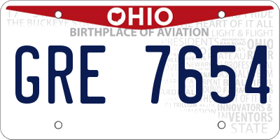 OH license plate GRE7654