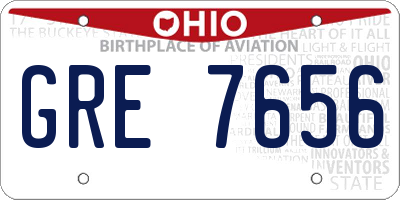 OH license plate GRE7656