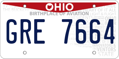 OH license plate GRE7664