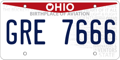 OH license plate GRE7666