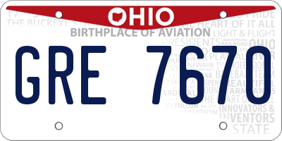 OH license plate GRE7670