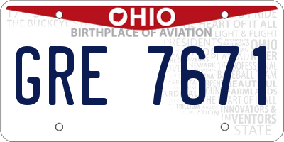 OH license plate GRE7671