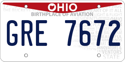 OH license plate GRE7672