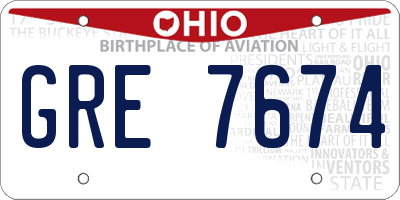 OH license plate GRE7674