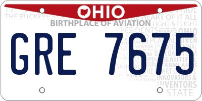 OH license plate GRE7675