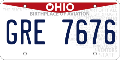 OH license plate GRE7676