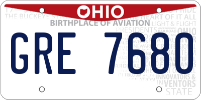OH license plate GRE7680
