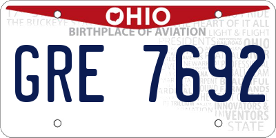 OH license plate GRE7692
