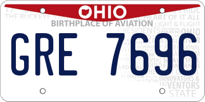 OH license plate GRE7696